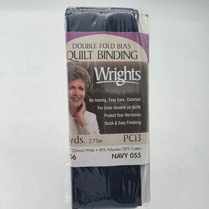 Wrights Double Fold Bias Quilt Binding 3 Yards 7/8" Navy